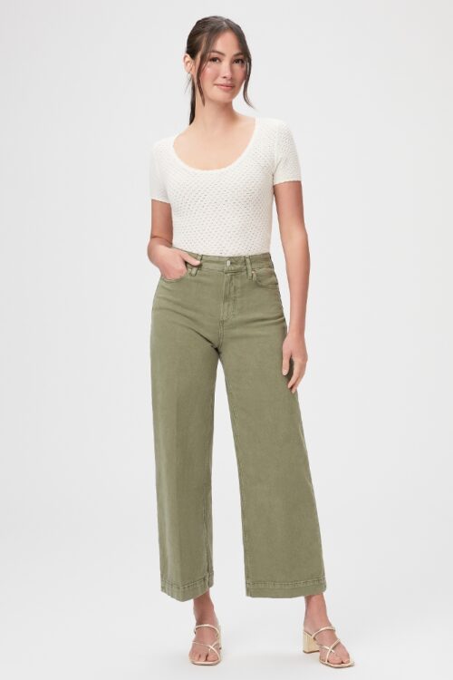 Paige Anessa Wide Leg Jean – Vintage Mossy Green