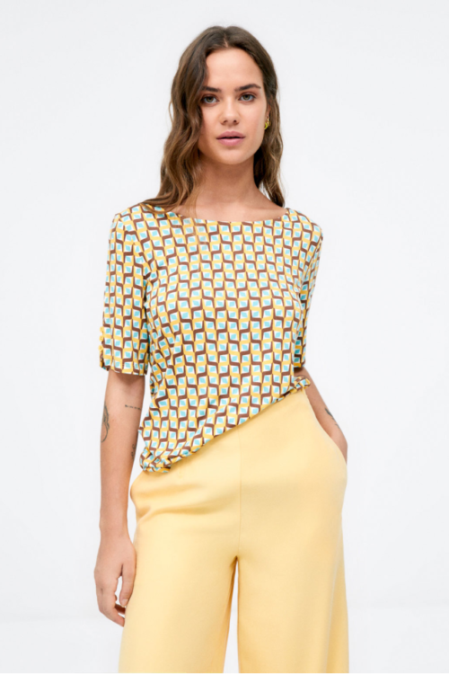 Surkana French Sleeve Blouse – Yellow