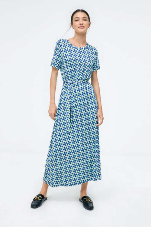 Surkana Knotted Crossover Midi Dress – Blue
