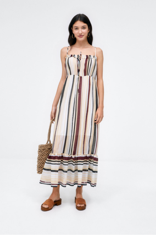 Surkana Ruffle Maxi Dress – Beige