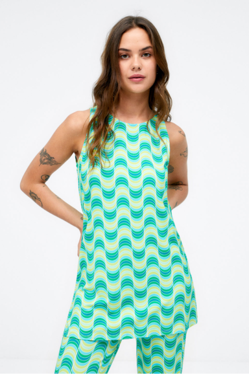 Surkana Long Sleeveless Top – Green