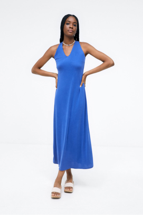 Surkana Cross Back Midi Dress – Blue