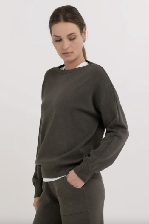 Replay Oversized Crewneck Sweater – Army Green