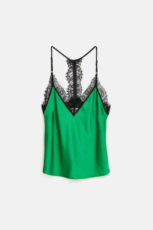 Essentiel Antwerp Escale Lace Racer Back Top – Green Key