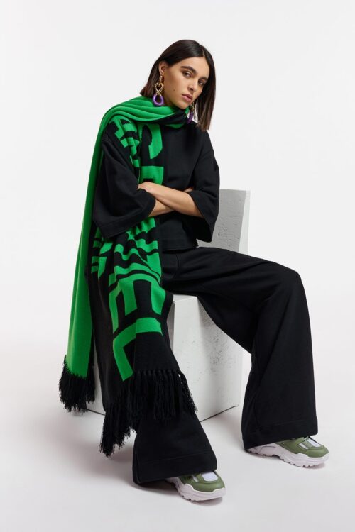 Essentiel Antwerp Esport Logo Knitted Scarf – Black