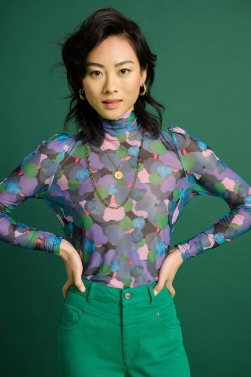 POM Amsterdam SP7385 Turtleneck Top – Brushwork Lilac