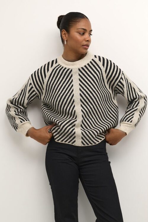 Kaffe KAvera Knit Pullover – Beige Melange / Black