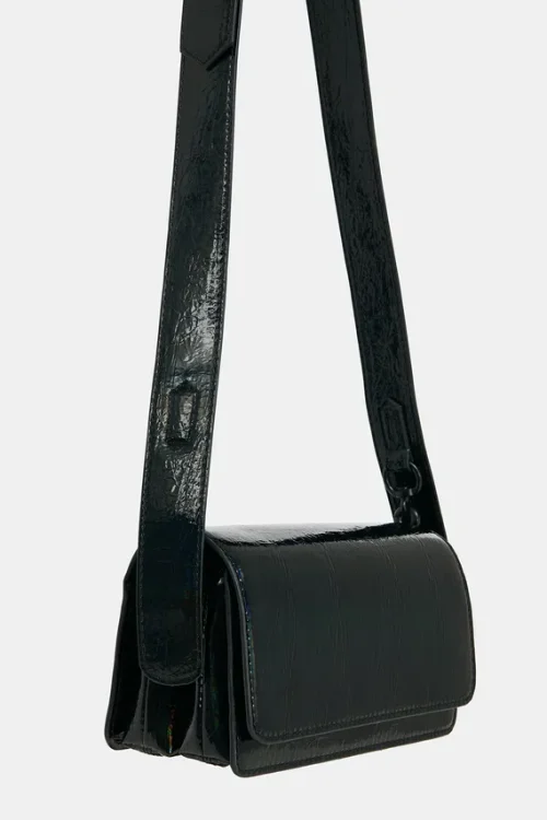 Essentiel Antwerp Eleandro Patent Shoulder Bag – Black