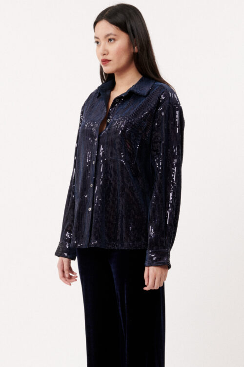 Frnch Maelle Sequin Shirt – Bleu Marine