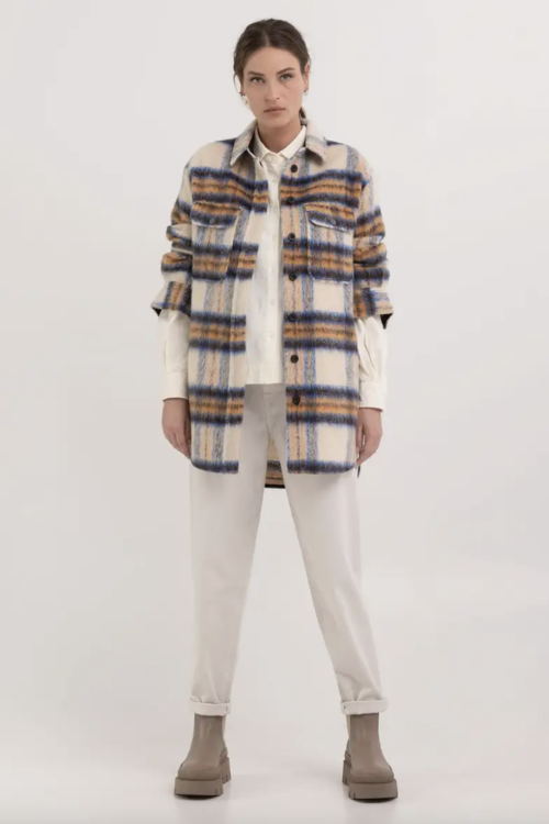 Replay Wool-Blend Overshirt – Checked
