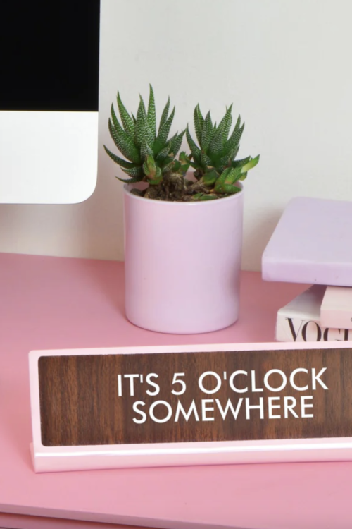 Flamingo Candles It’s 5 O’Clock Somewhere Desk Plate Sign