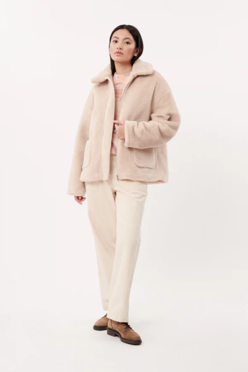 Frnch Lonnie Faux Fur Jacket – Creme