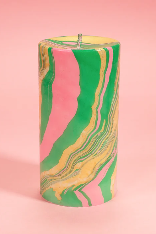 Flamingo Candles Beverly Hills Marble Pillar Candle