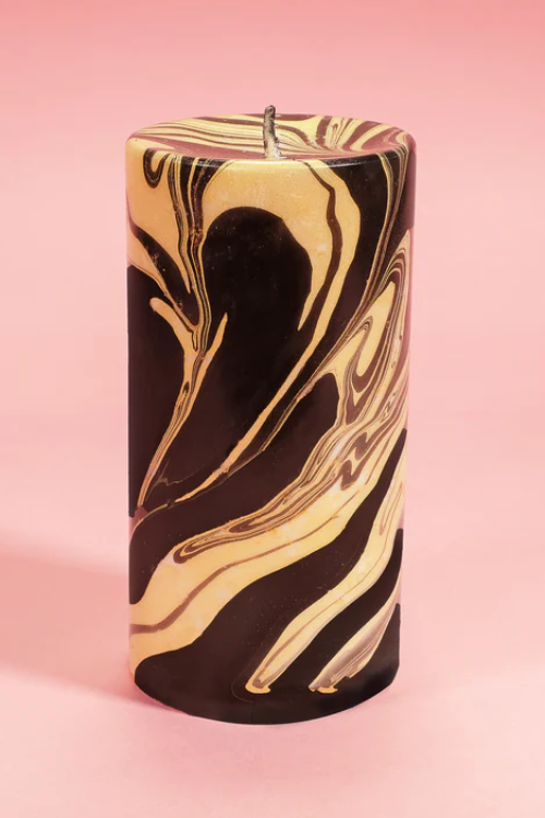 Flamingo Candles Goldrush Marble Pillar Candle