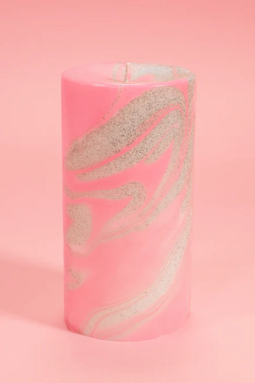 Flamingo Candles All That Glitters Marble Pillar Candle