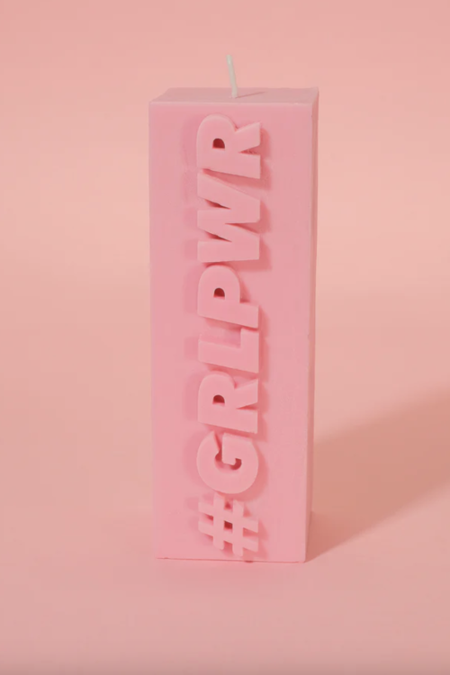 Flamingo Candles #GRLPWR Slogan Block Pillar Candle