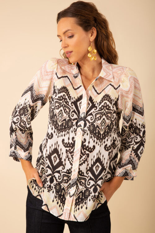 Hale Bob Adelyn Linen Top – Ivory