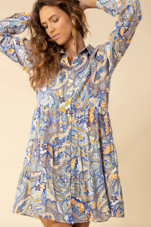 Hale Bob Alani Tiered Dress – Blue