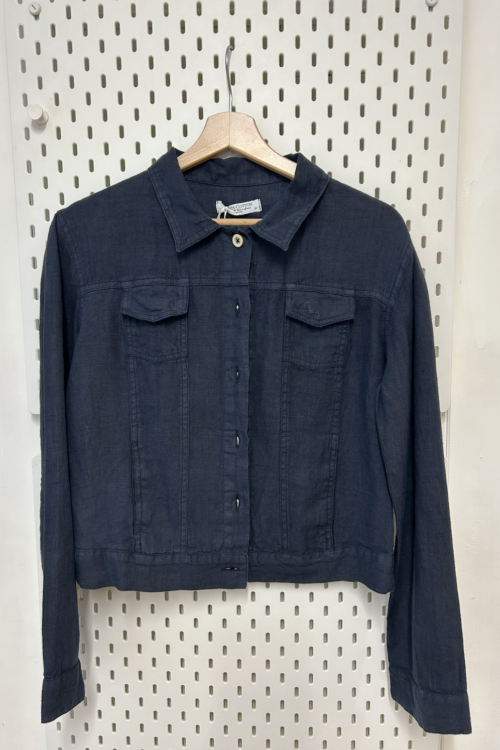 Haris Cotton Linen Jacket – Blue Marine