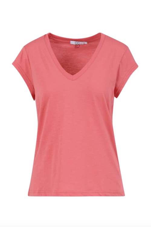 Coster Copenhagen CC Heart Basic V Neck T Shirt – Light Intense Pink