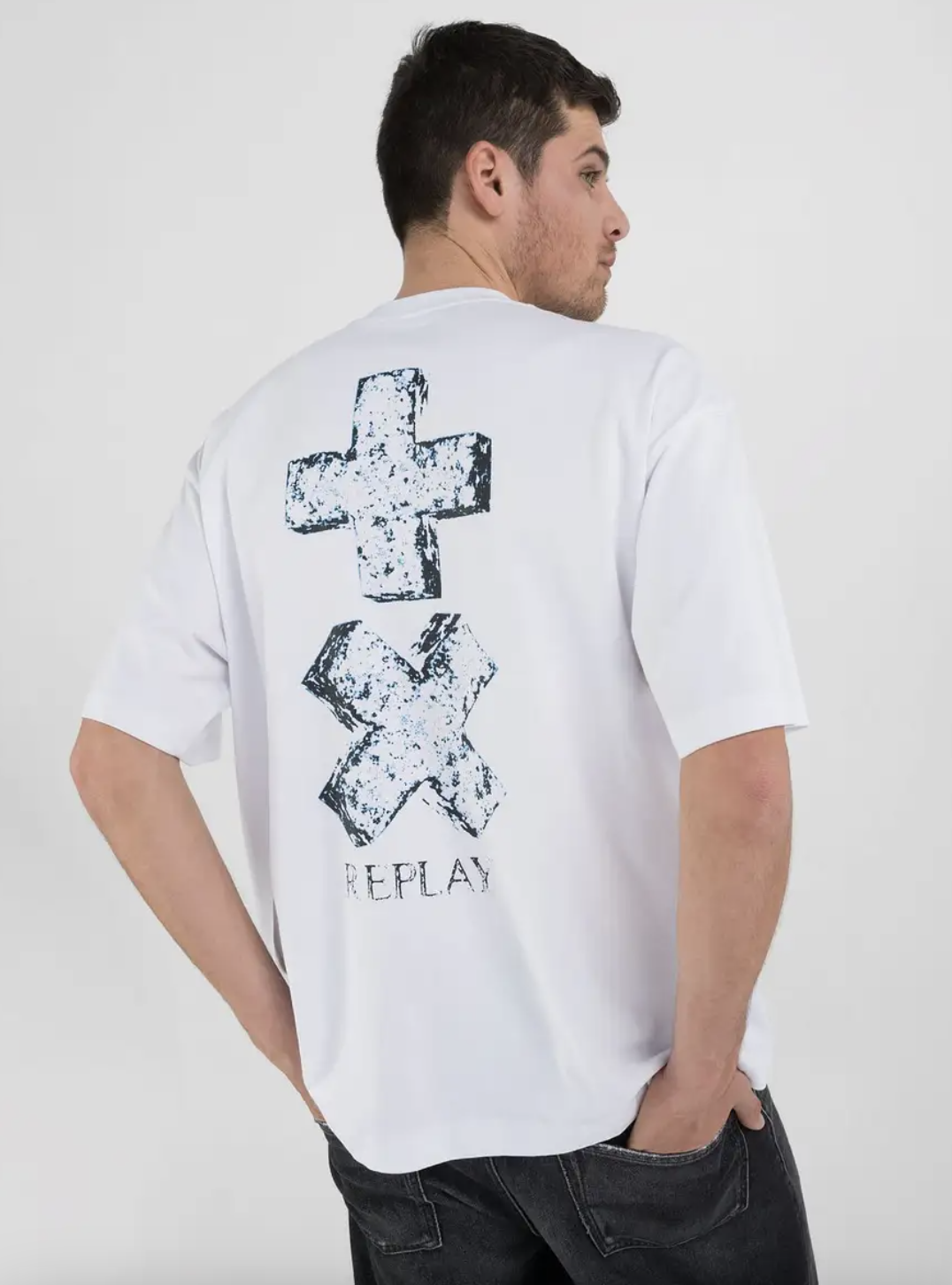 Replay X Martin Garrix Mens 'STONOLOGY' Crew T-Shirt - Off White