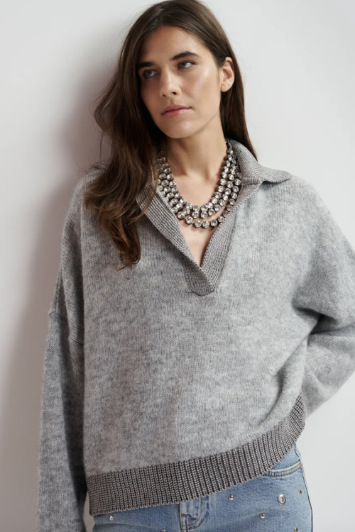 Essentiel Antwerp Gardien Polo Jumper – Grey